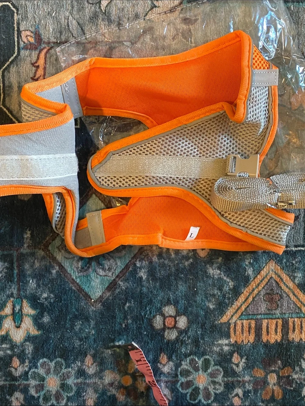 Reflective Orange Dog Harness with Adjustable Straps